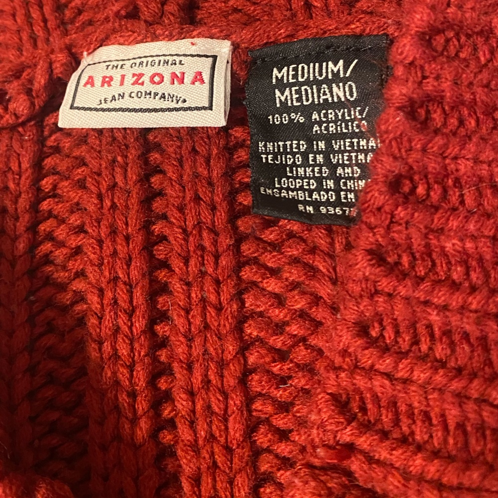 Arizona Jean Co. Red Fell Zip Long Sleeve Knitted Jacket Women's Size M 10/12 - Picture 3 of 3
